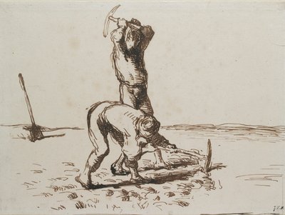 To bønder graver med hakker, c1844-1846 av Jean Francois Millet