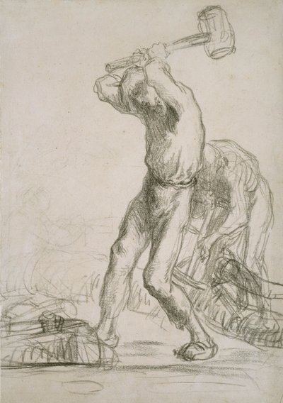To bønder som sager og kløyver ved, c1850-1851 av Jean Francois Millet