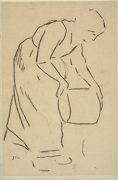 Kvinne som tømmer en bøtte av Jean Francois Millet