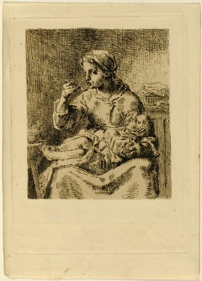 Kvinne som mater barnet sitt av Jean Francois Millet