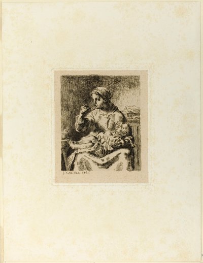 Kvinne som mater barnet sitt av Jean Francois Millet