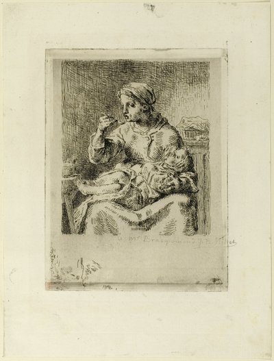 Kvinne som mater barnet sitt av Jean Francois Millet