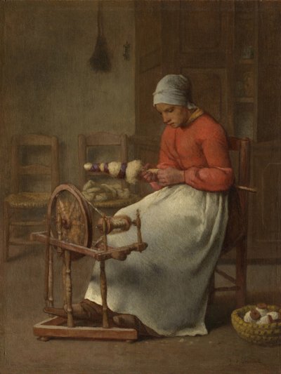 Kvinne som spinner, ca. 1855-60 av Jean Francois Millet