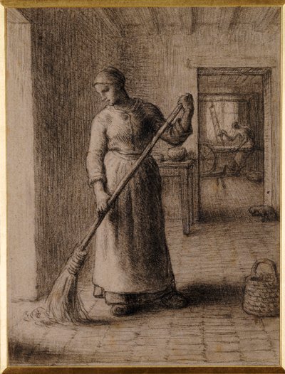 Kvinne som feier sitt hjem av Jean Francois Millet