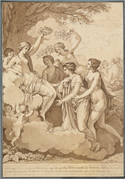 Venus og nådene som kroner Thémire av Jean François Pierre Peyron