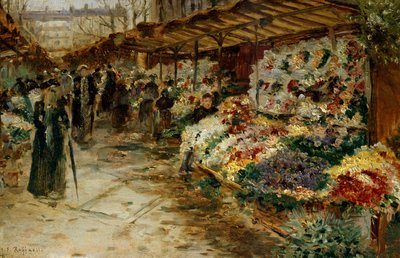 Blomstermarked, 1882. av Jean Francois Raffaelli