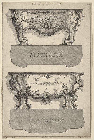 Design for Two Commodes, fra 'Livre de differents dessein de Comodes', 1745-56 av Jean François Cuvilliés