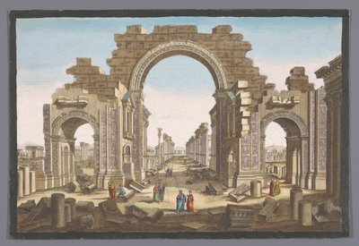Utsikt over ruinene av søylegangbuen ved Palmyra, sett fra øst 11. Vue d