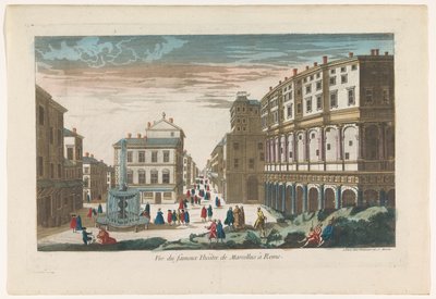 Utsikt over Theatre of Marcellus i Roma Vue du fameux Théâtre de Marcellus à Rome (tittel på objekt) av Jean François Daumont