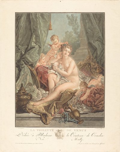 Venus sitt toalett av Jean François Janinet after François Boucher