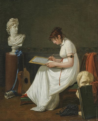 Portrett av en ung kvinne som tegner hodet til Apollon av Jean François Sablet