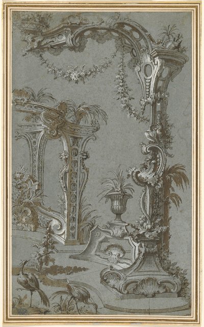 Et Rococo Garden Trellis and Gazebo av Jean François de Cuvilliés I