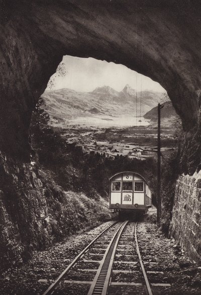Electric Arth Rigi Bahn (s/hvitt bilde) av Jean Gaberell