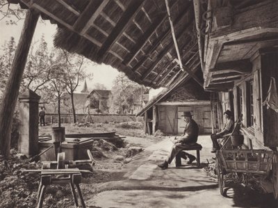 Sveits: Bernese Farm-House, under toppleilighetstaket (s/hvitt-bilde) av Jean Gaberell