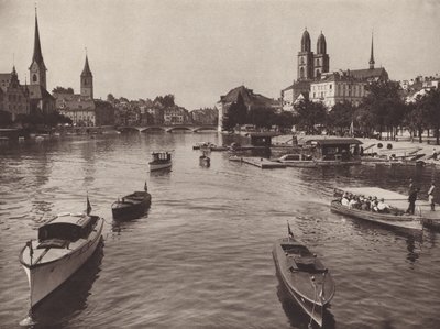 Sveits: Zürich fra Quaibrucke (s/hv-bilde) av Jean Gaberell