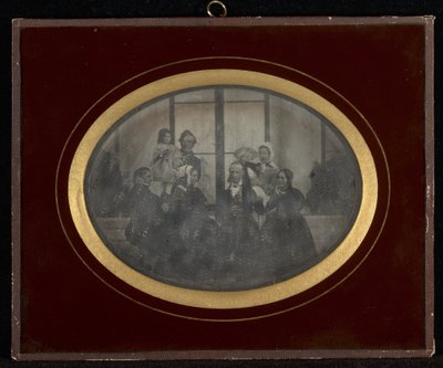 Gruppeportrett av åtte medlemmer av Eynard-Lullins krets av Jean Gabriel Eynard