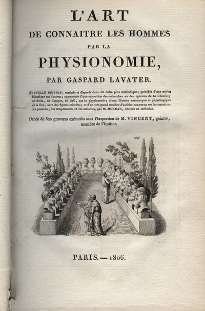 Physiognomy - Physiognomy - Frontispice av "" Kunsten å kjenne menn gjennom fysiognomi"" av Johann Gaspar Lavater (1741-1801) - 1806 av Jean Gaspard Lavater
