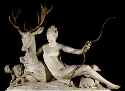 Diane-jegeren og hjorten Modellen var Diane de Poitiers hertuginne av Valentinois (1499-1566) og planlagt for fontenen til slottet Anet. Skulptur av Jean Goujon (1510-1565) 1500-tallet. Paris, Louvre-museet av Jean Goujon