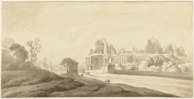 Utsikt over ruinene av palasset på Palatinerhøyden i Roma av Jean Grandjean (attributed to)