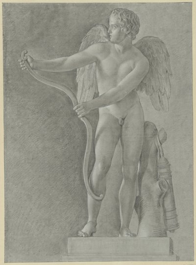 Studie av en statue av Amor som bøyer buen av Jean Grandjean