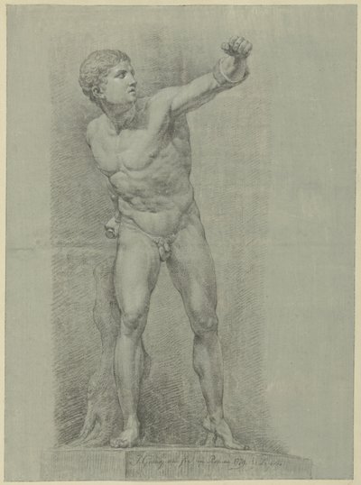 Studie på statuen av en bokser av Jean Grandjean