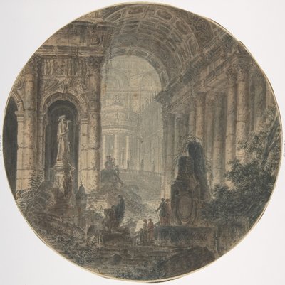 Arkitektonisk fantasi, 1700-tallet. av Jean Henri Alexandre Pernet.