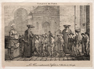 Scenes of Paris: The Brothers Conducting the Children til St. Nicholas of the Fields. av Jean Henri Marlet