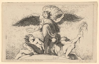Engel som holder en palme og en krone av Jean Honoré Fragonard after Annibale Carracci