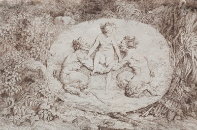 Bacchanales: Nymph Supported by Two Satyrs, 1763. av Jean Honore Fragonard