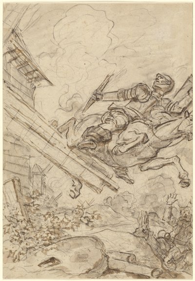 Don Quijote angriper vindmøllen av Jean Honore Fragonard