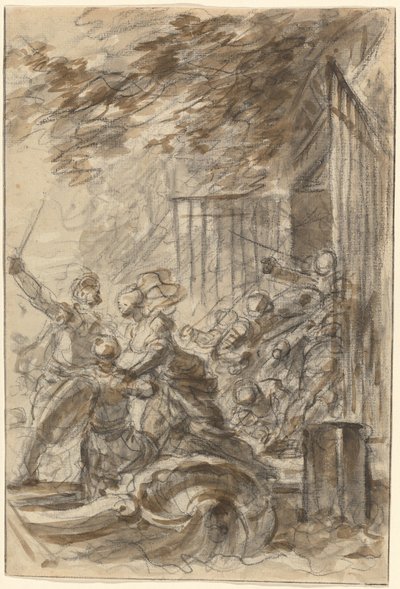 Isabella forlater hjemmet sitt for å følge Odorico og hans menn av Jean Honore Fragonard