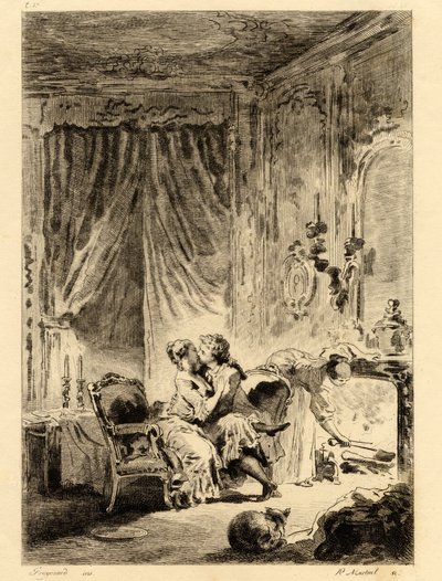 Jean de la Fontaine (1621 - 1695). "" Fortellinger. The prayer of Saint Julien", illustrasjon av Fragonard (1732 - 1806). Tegning. av Jean Honore Fragonard