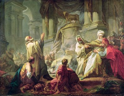 Jeroboam ofrer til gullkalven, 1752 av Jean Honore Fragonard