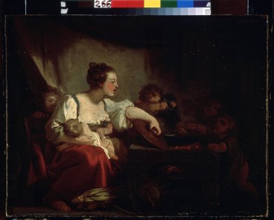""Den fattige familien"" (Den fattige familien) Maleri av Jean Honore Fragonard (1732-1806) 1760-1762 Pushkin-museet, Moskva av Jean Honore Fragonard