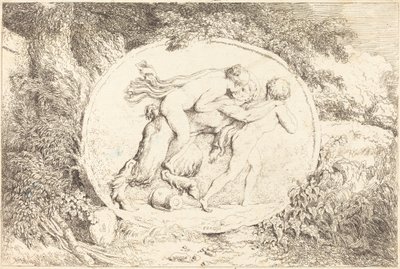 Nymph Astride a Satyr (Ung jente på strid med en satyr) av Jean Honore Fragonard