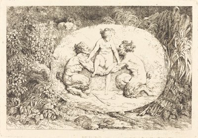 Nymfe støttet av to satyrer av Jean Honore Fragonard