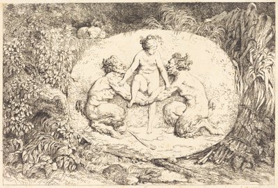 Nymfe støttet av to satyrer av Jean Honore Fragonard