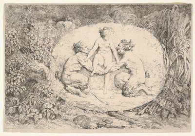 Nymfe støttet av to satyrer, 1763. av Jean Honore Fragonard