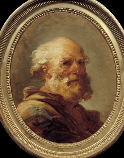 Kopf eines alten Mannes. Gemälde von Jean Honoré Fragonard (1732-1806), ca. 1766-1769. Amiens, Musée De Picardie von Jean Honore Fragonard