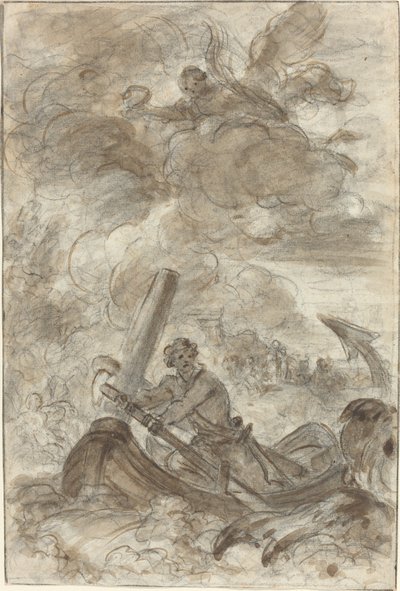 Orlando dreper orken med et anker av Jean Honore Fragonard