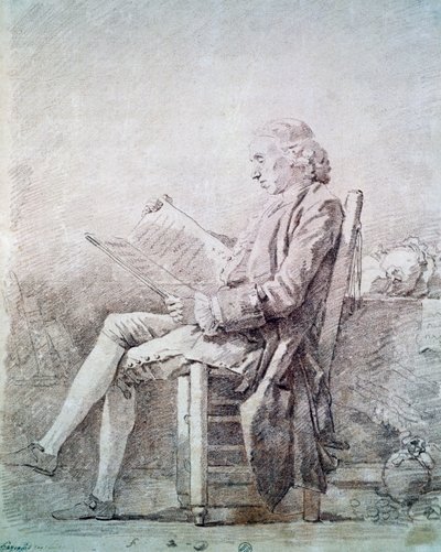 Portrett av abbed av Saint Non (sanguine på papir) av Jean Honore Fragonard
