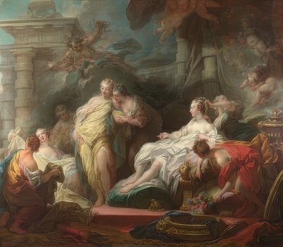 Psyche, die ihren Schwestern Geschenke von Amor zeigt von Jean Honore Fragonard