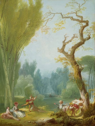 Reiterspiele (Et spill med hest og rytter). Um 1775/80 av Jean Honore Fragonard