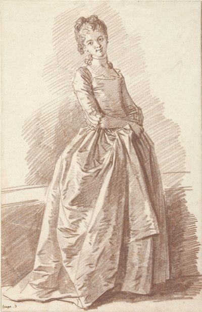 Ung kvinne står, vendt av Jean Honore Fragonard