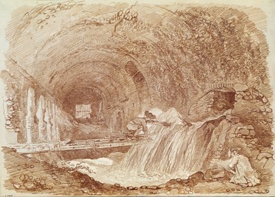 Stall of Maecenas ved Tivoli (rødt kritt på papir) av Jean Honore Fragonard