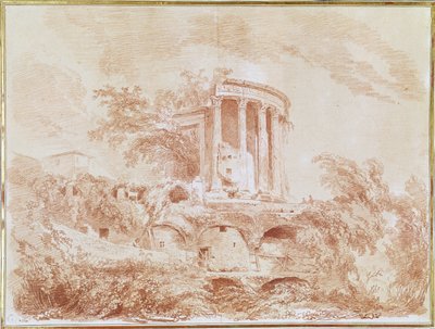 Sybilens tempel i Tivoli (rødt kritt på papir) av Jean Honore Fragonard