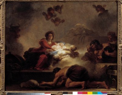 Hyrdenes tilbedelse, maleri av Jean-Honore Fragonard (1732-1806). 18. århundre. Dim. 0,73x0,93 m. av Jean Honore Fragonard