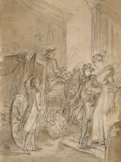 The Departure by Coach, ca. 1780-89 av Jean Honore Fragonard