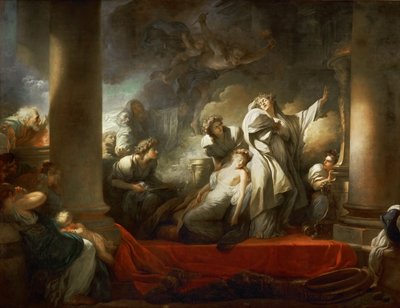 Ypperstepresten Coresus ofrer seg selv for å redde Callirhoe av Jean Honore Fragonard