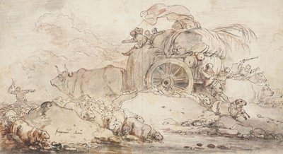 The Stalled Cart, 1759 av Jean Honore Fragonard